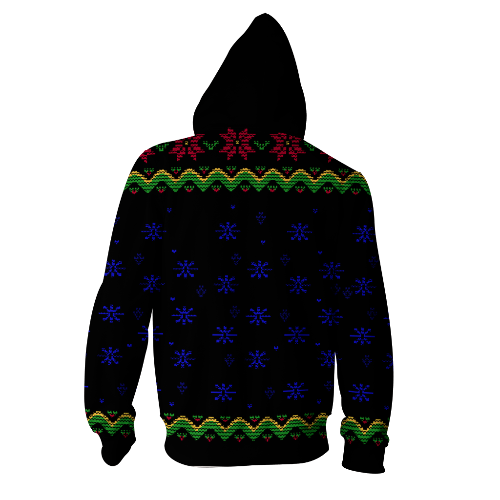 Magic Christmas Hogwarts Logo Harry Potter Ugly Christmas Zip Up Hoodie