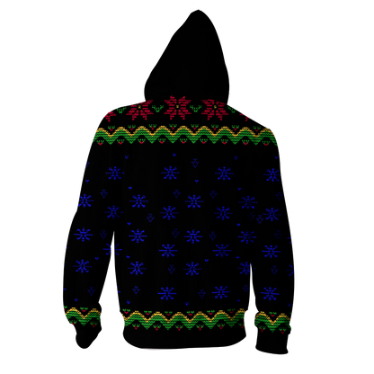 Magic Christmas Hogwarts Logo Harry Potter Ugly Christmas Zip Up Hoodie