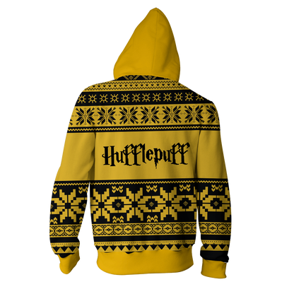 The Hufflepuff Badger Harry Potter Ugly Christmas Zip Up Hoodie