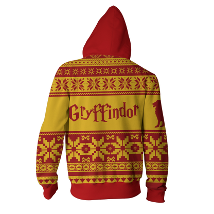 The Gryffindor Lion Harry Potter Ugly Christmas Zip Up Hoodie