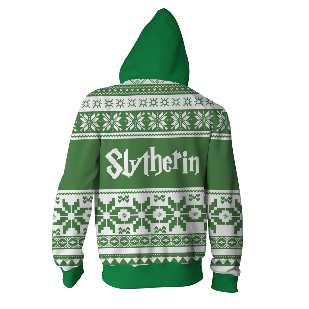 The Slytherin Snake Harry Potter Ugly Christmas Zip Up Hoodie