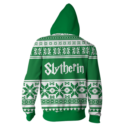 The Slytherin Snake Harry Potter Ugly Christmas Zip Up Hoodie