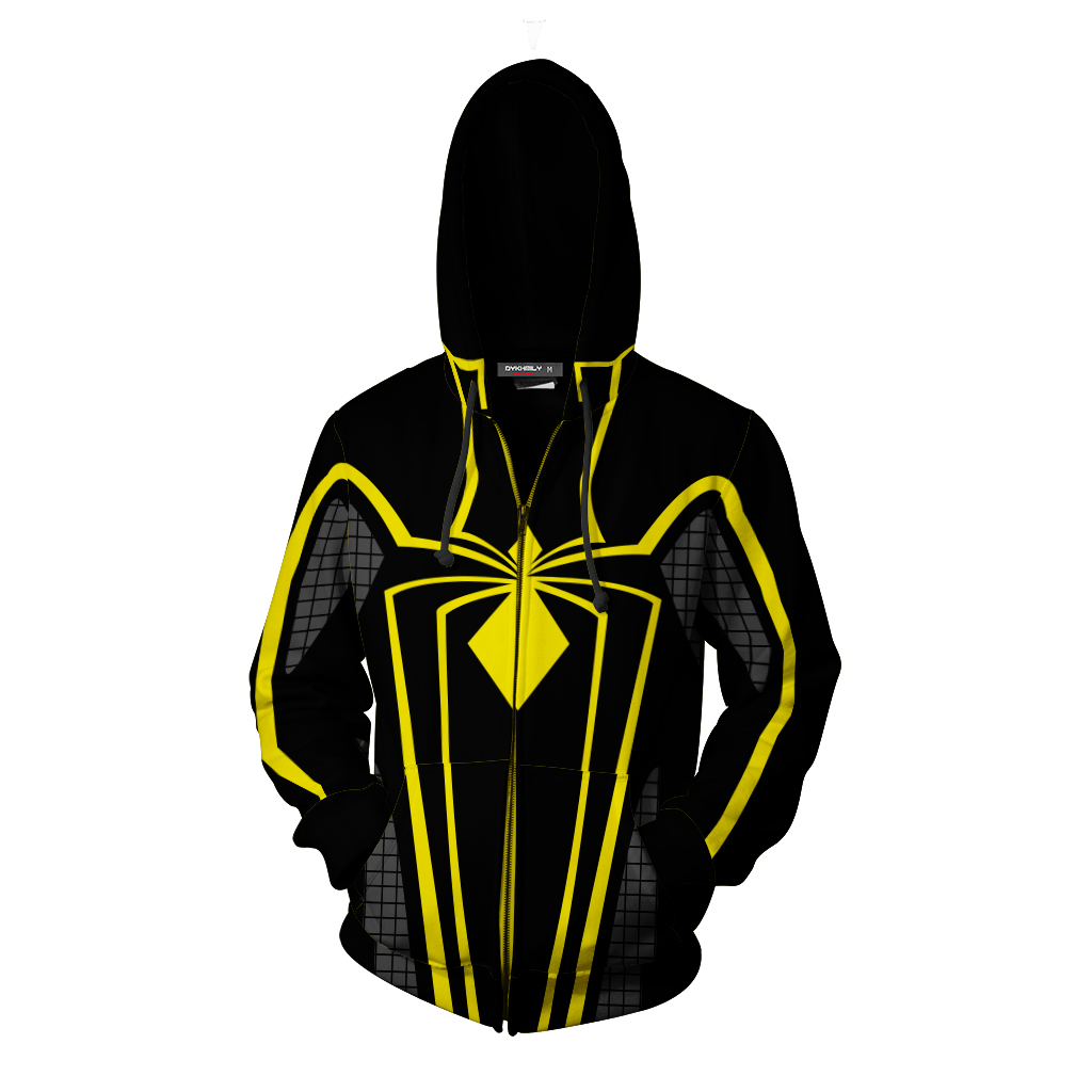 Golden Spiderman Suit Zip Up Hoodie Jacket