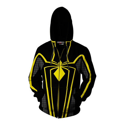 Golden Spiderman Suit Zip Up Hoodie Jacket