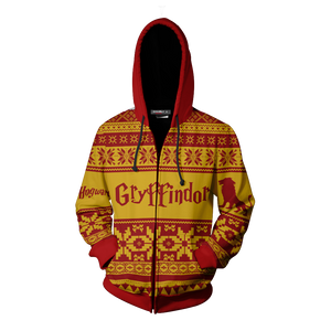 The Gryffindor Lion Harry Potter Ugly Christmas Zip Up Hoodie