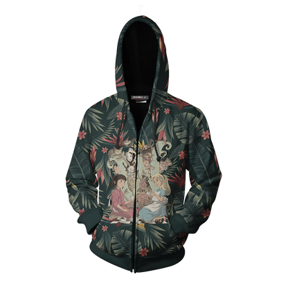 Studio Ghibli And Alice In Wonderland Zip Up Hoodie