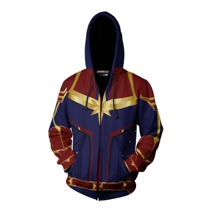Captain Marvel Cosplay New Look Zip Up Hoodie Jacket