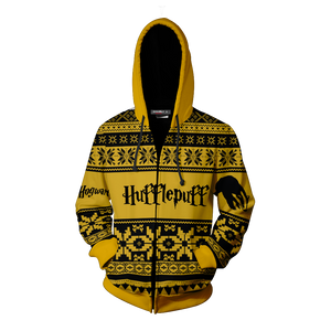 The Hufflepuff Badger Harry Potter Ugly Christmas Zip Up Hoodie