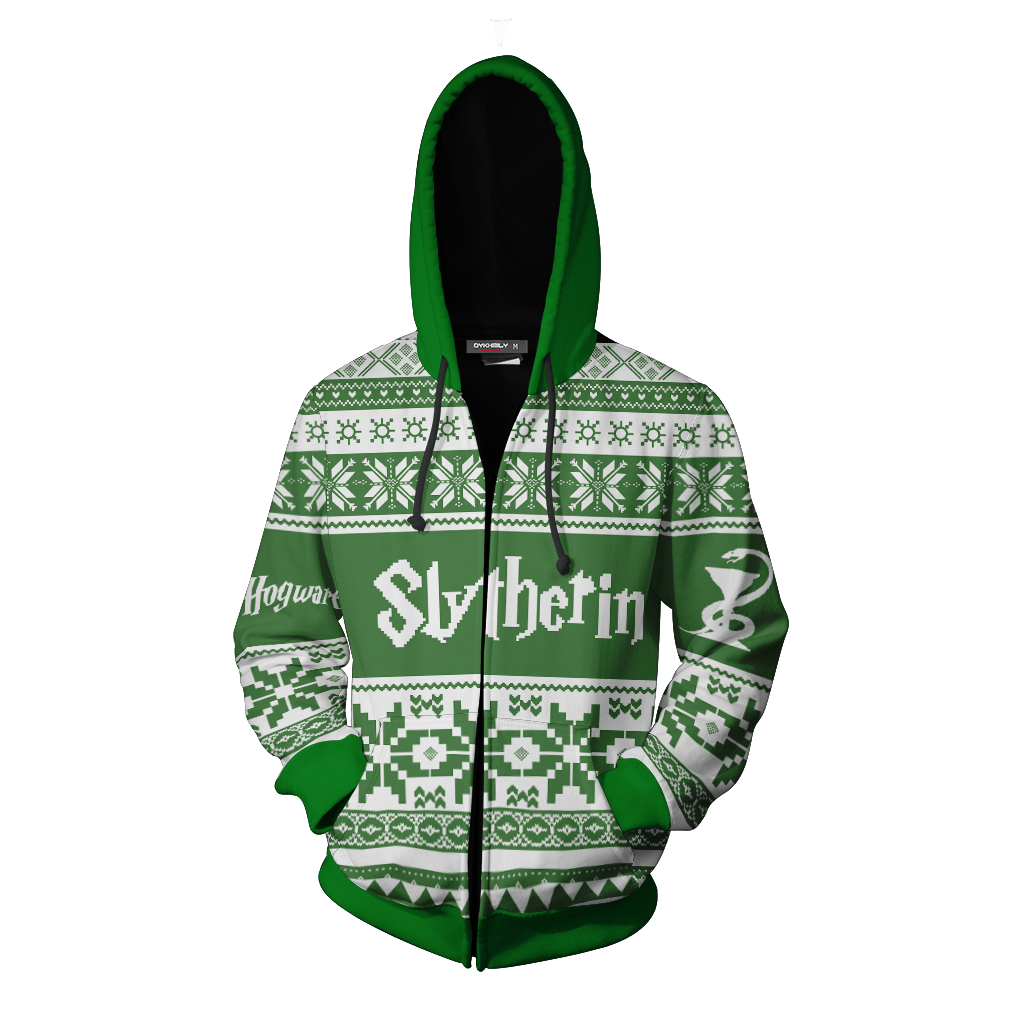 The Slytherin Snake Harry Potter Ugly Christmas Zip Up Hoodie