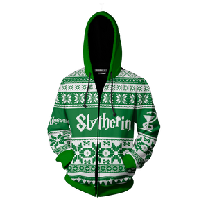 The Slytherin Snake Harry Potter Ugly Christmas Zip Up Hoodie
