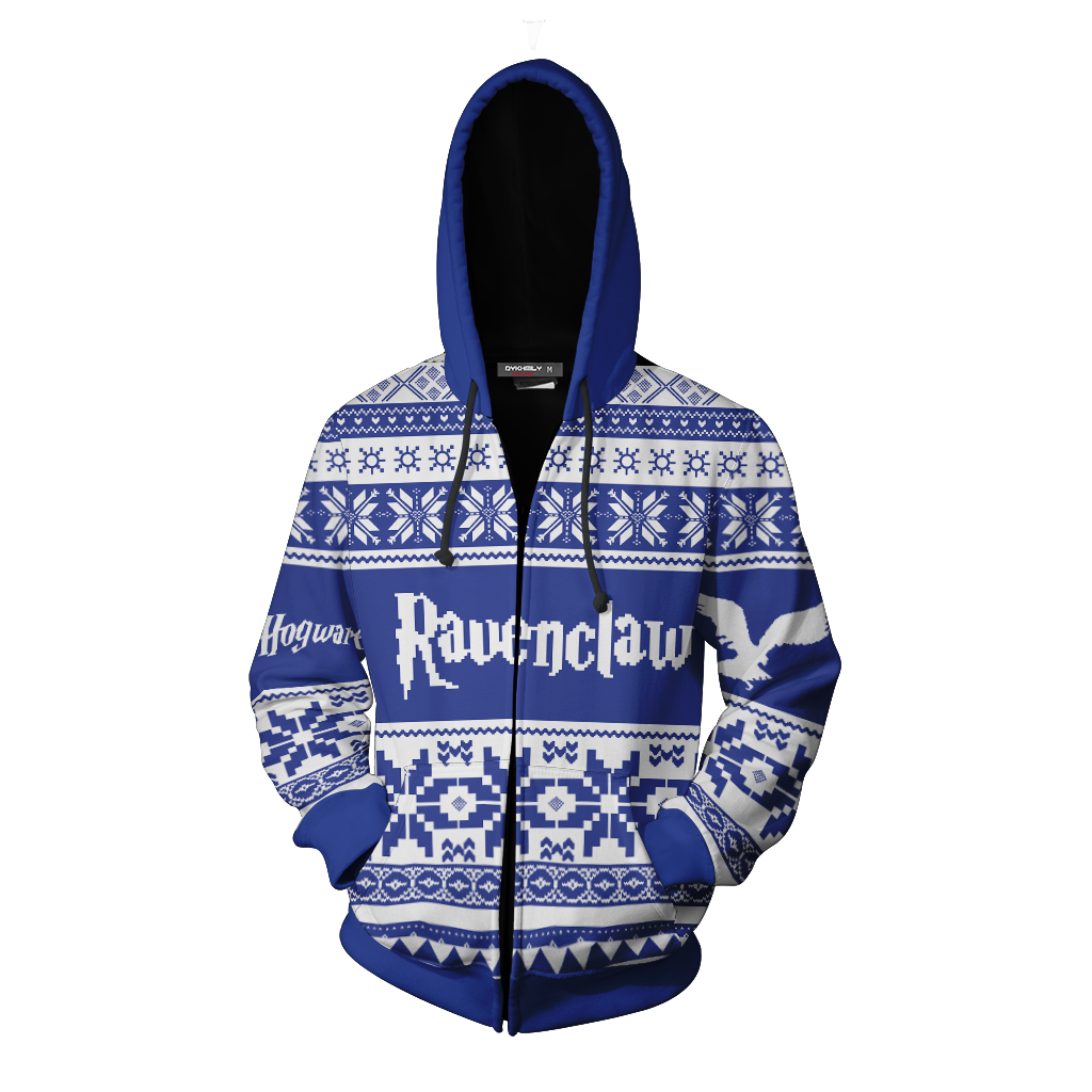 The Ravenclaw Eagle Harry Potter Ugly Christmas Zip Up Hoodie