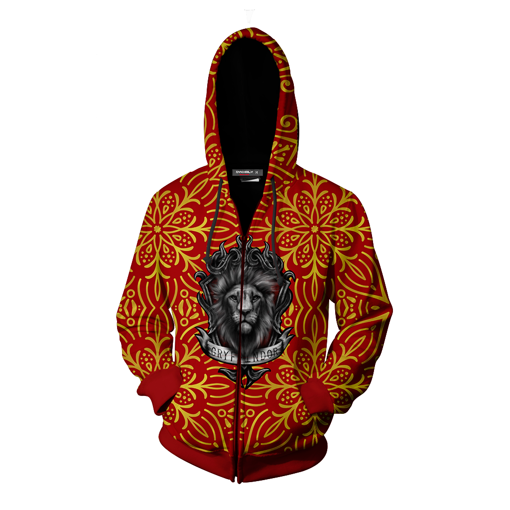 House Gryffindor Brave At Heart Harry Potter Zip Up Hoodie