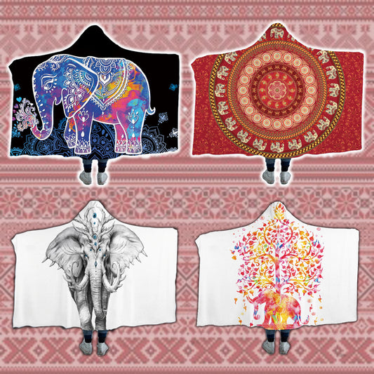 Hooded Blanket 3D Printed Elephant Collection 4 version