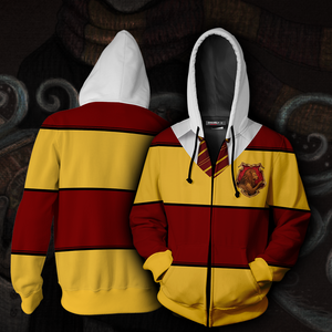 Striped Gryffindor Harry Potter New Zip Up Hoodie