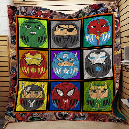 Superhero Dolls 3D Quilt Blanket Queen (203x228CM)
