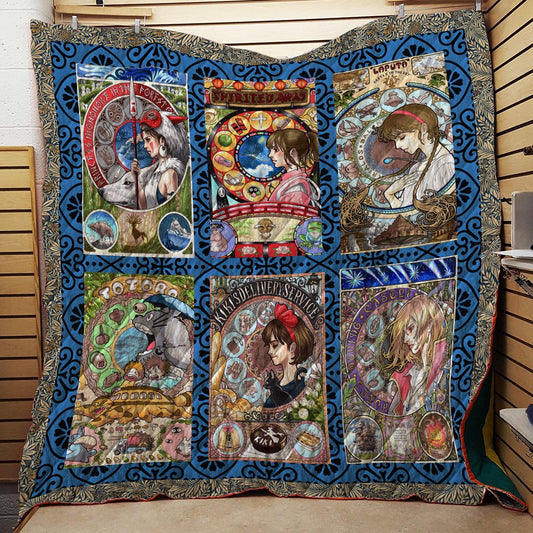 Ghibli Films Art New Look 3D Quilt Blanket