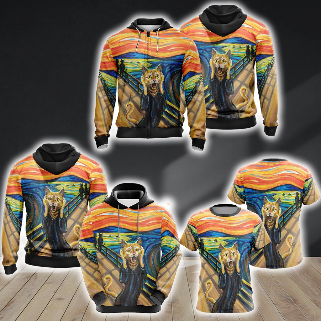 The Scream Cat Unisex 3D Zip Up Hoodie