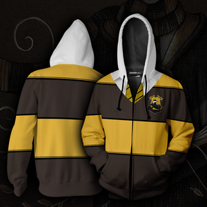 Striped Hufflepuff Harry Potter New Zip Up Hoodie