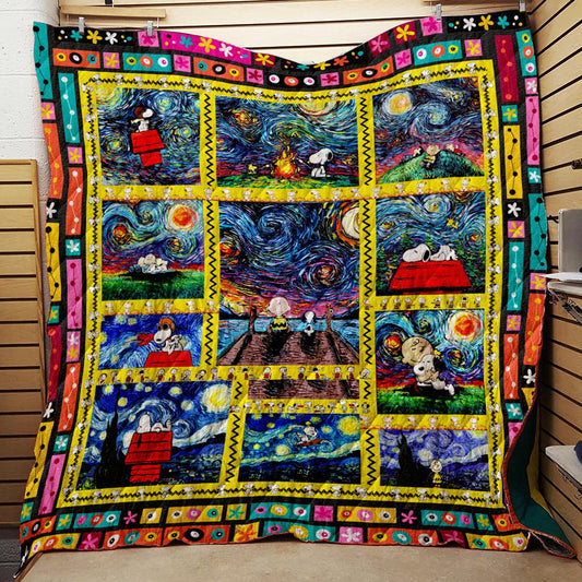 Charlie Brown And Snoopy Woodstock Art 3D Quilt Blanket Queen (203x228CM)