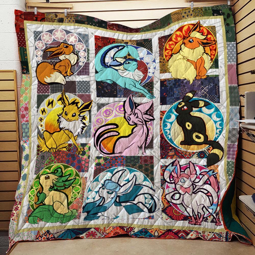 Pokemon Eevee Evolution 3D Quilt Blanket
