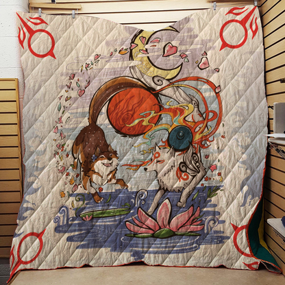 Okami And Dog 3D Quilt Set