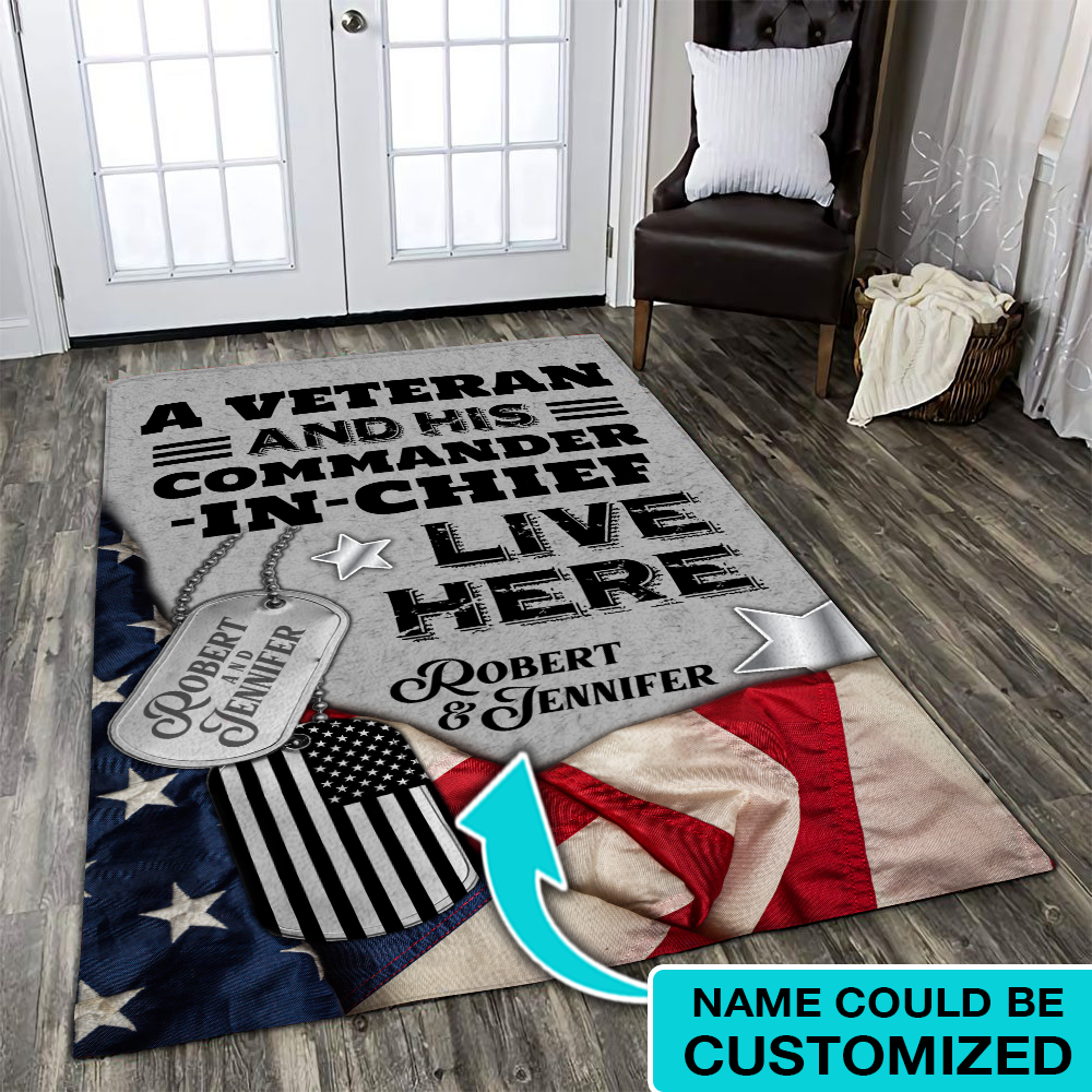 Personalized A Veteran and His commander-in-chief live here Rug