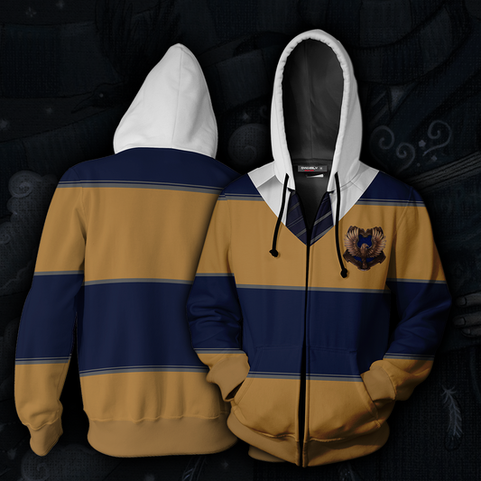 Striped Ravenclaw Harry Potter New Zip Up Hoodie 4XL