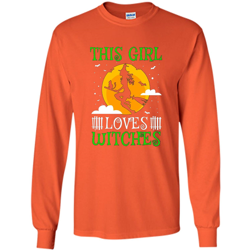 This Girl Loves Witches Witch Halloween T-Shirt Orange
