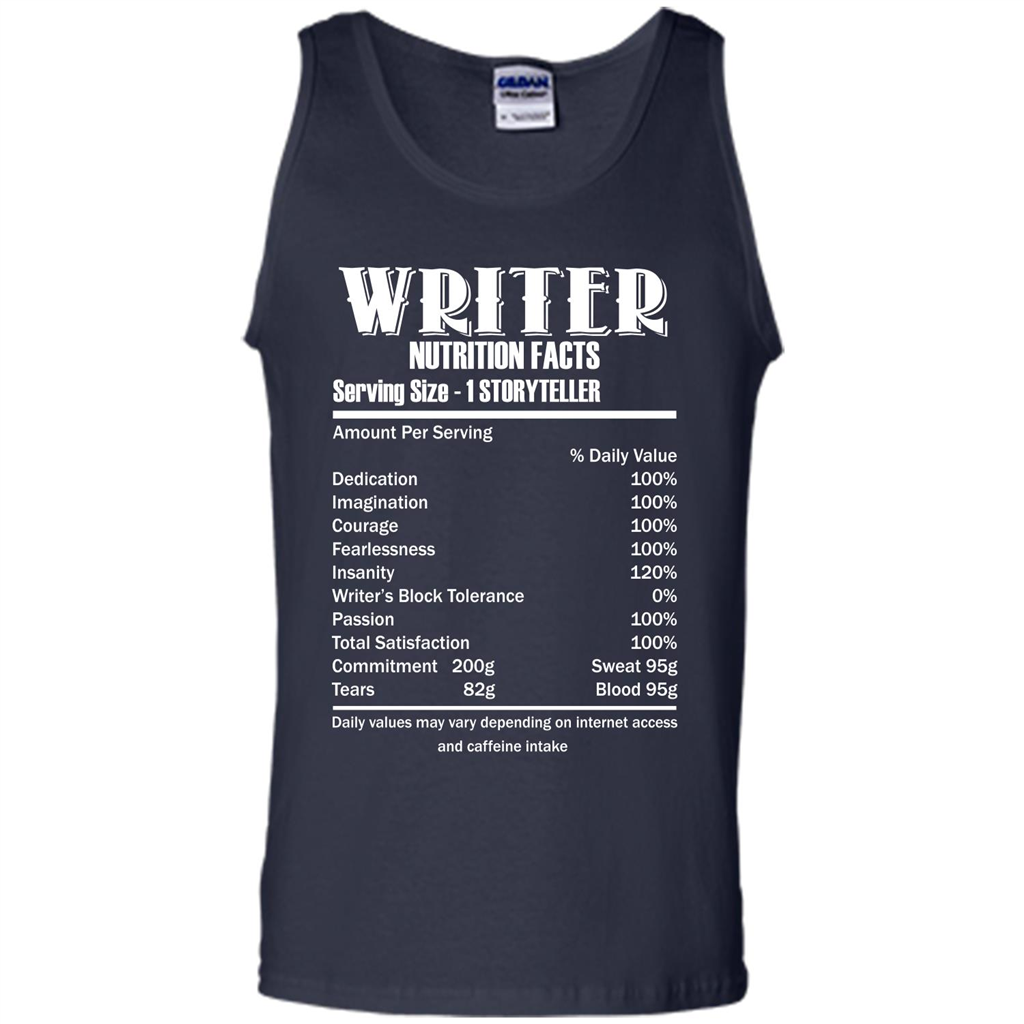 Writer Nutrition Facts Serving Size T-shirt Navy