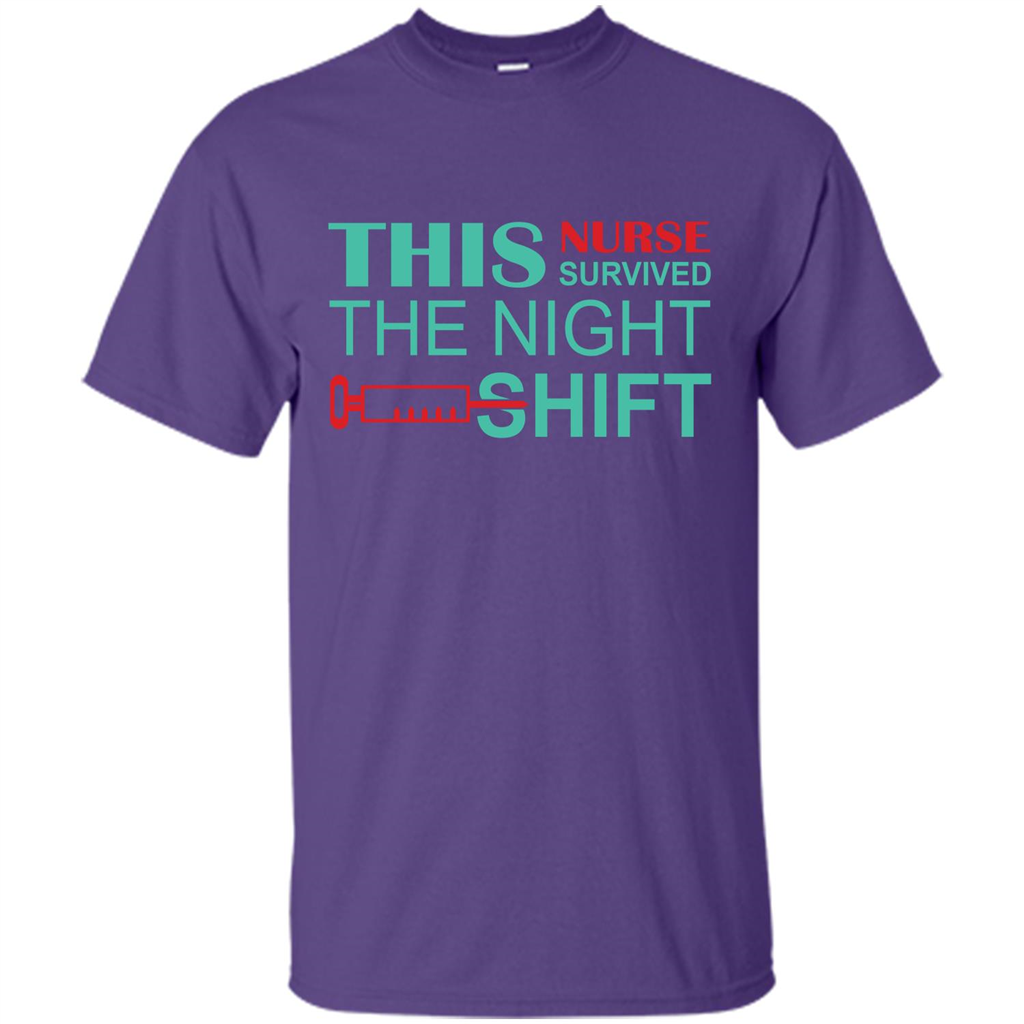 Nurse T-shirt This Nurse Survived The Night Shift Purple