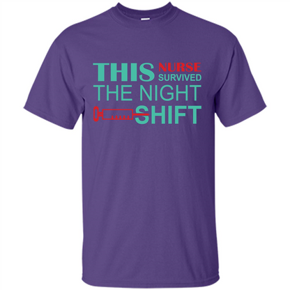 Nurse T-shirt This Nurse Survived The Night Shift Purple