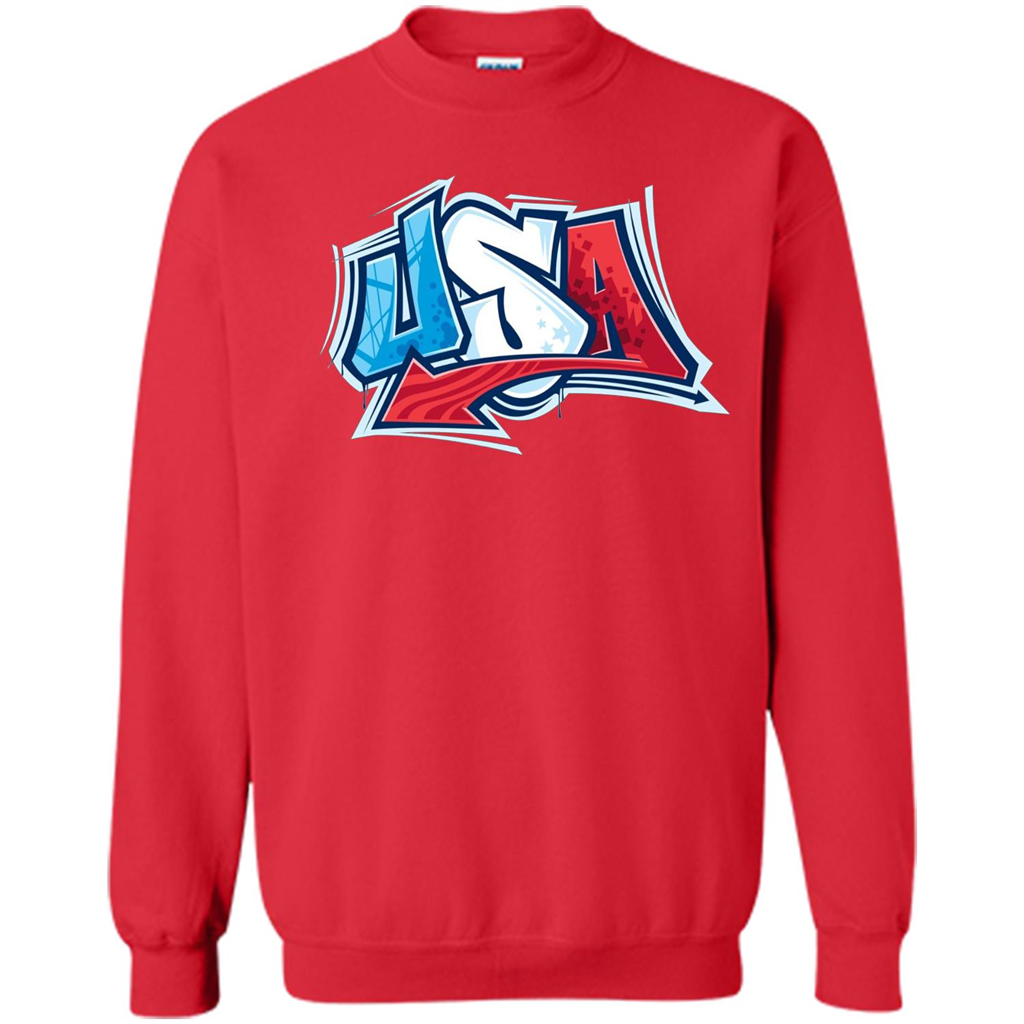 USA T-shirtt Graffiti Style Design Merica 4th July T-shirt Red