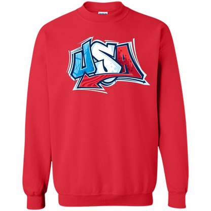 USA T-shirtt Graffiti Style Design Merica 4th July T-shirt Red
