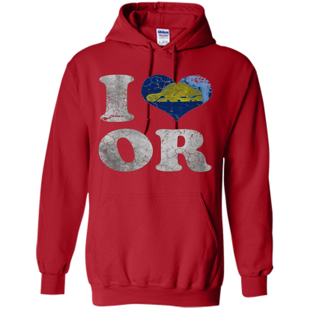 I Love Oregon T-shirt American States T-shirt Red
