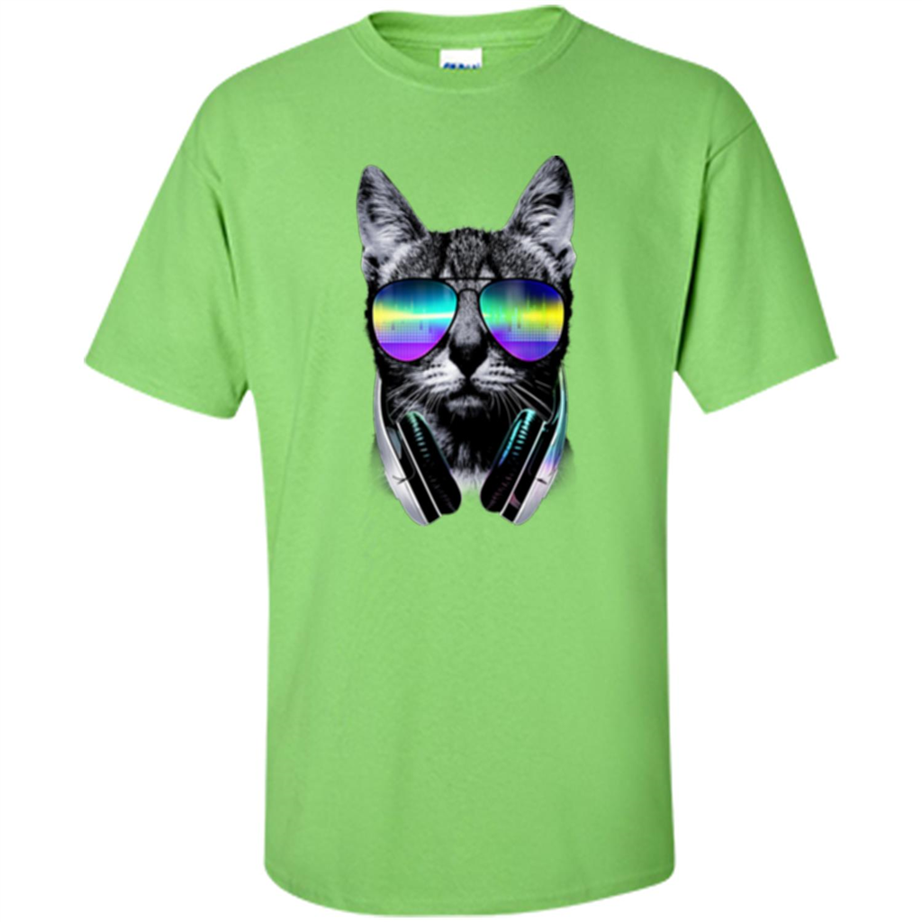 Music Lover Cat T-shirt Lime