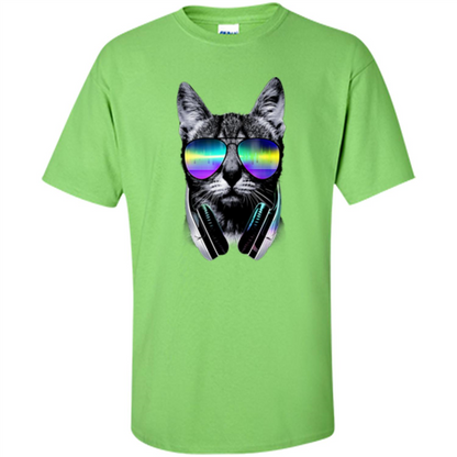 Music Lover Cat T-shirt Lime
