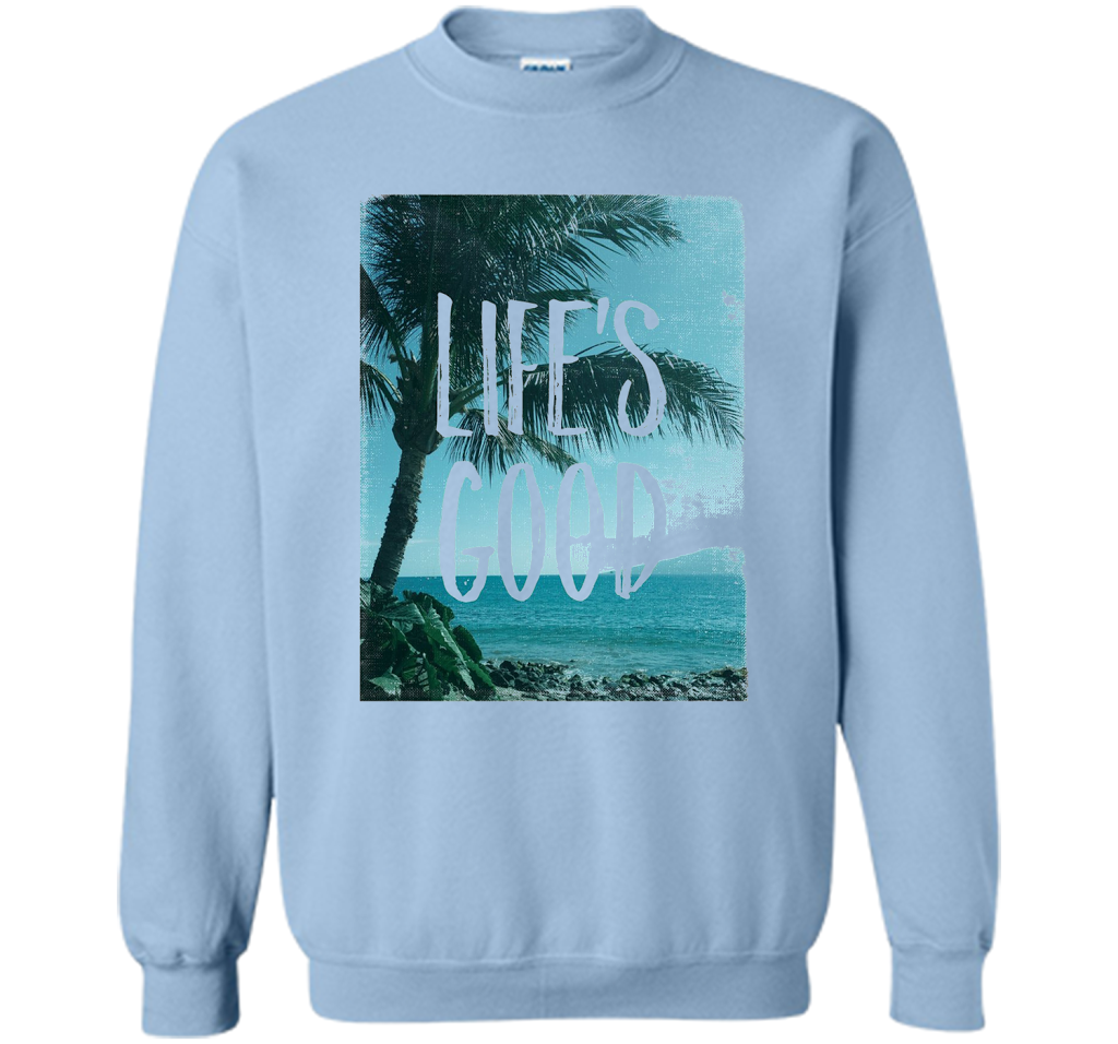 Life's Good Palm Tree T-Shirt cool shirt Light Blue