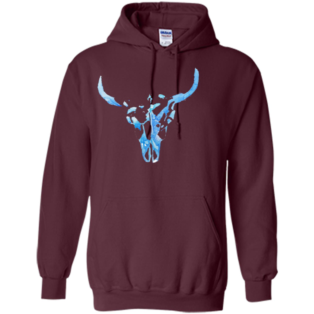 Watercolor Cow Skull T-Shirt Maroon