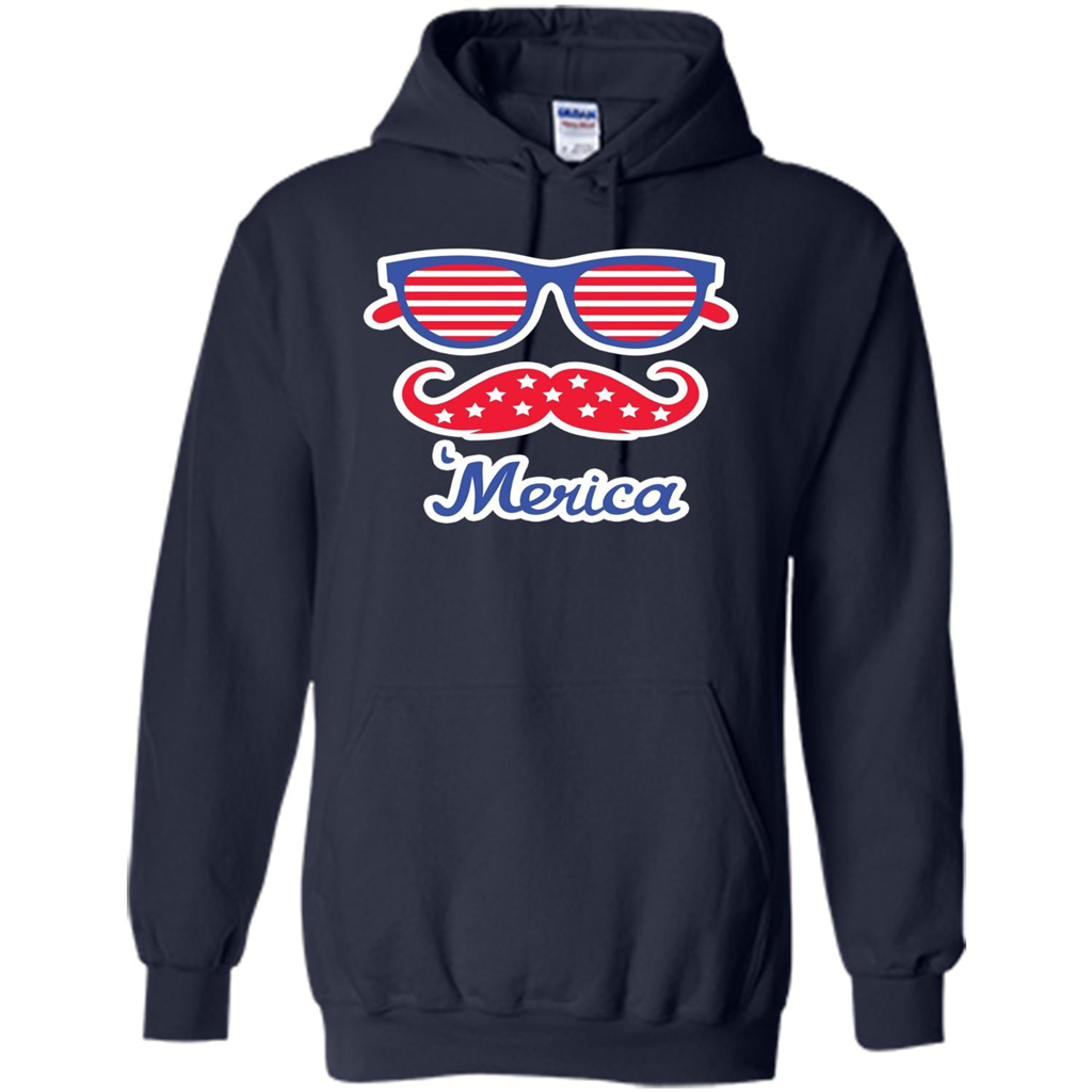 Merica Sunglasses Shirt Stars Stripes July 4th T-shirt Navy