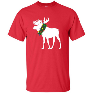 Moose Christmas Wreath Holiday T-shirt