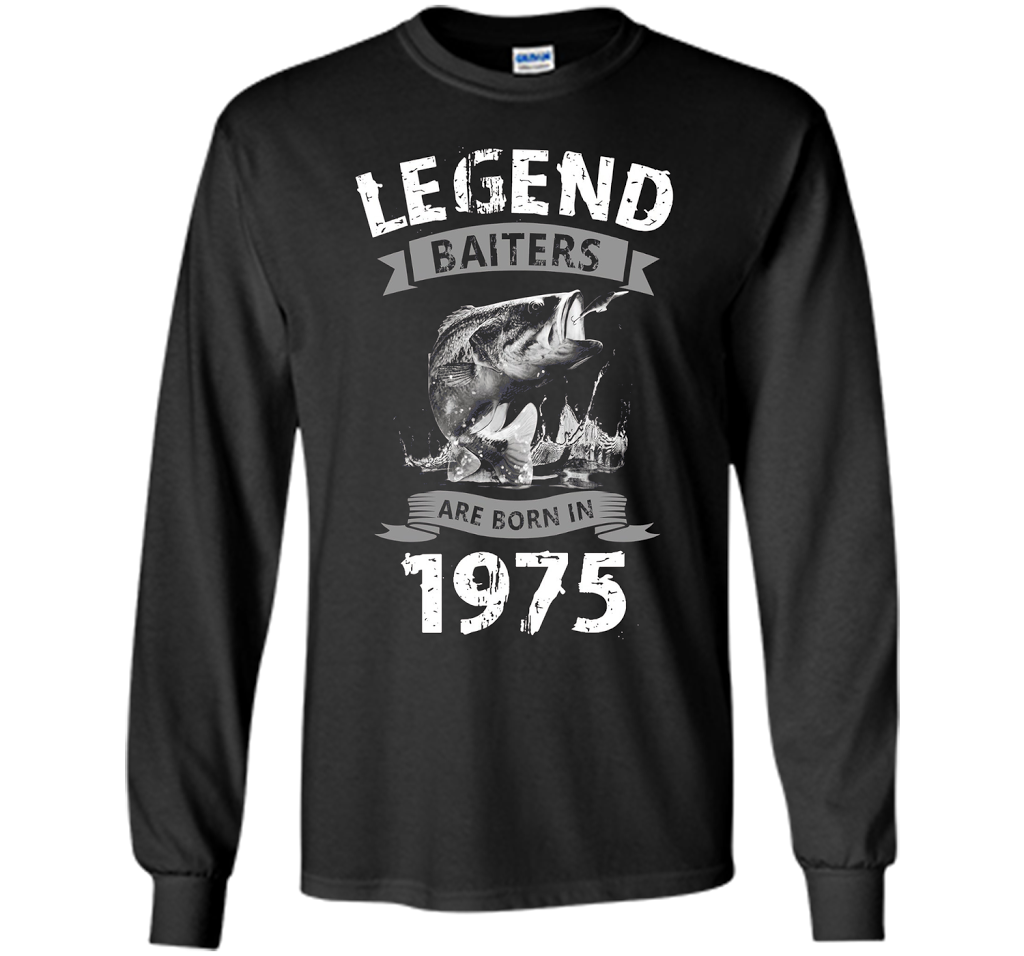Mens 42nd Years Old 1975 Birthday Gift Idea Tshirt for Fishing shirt Black