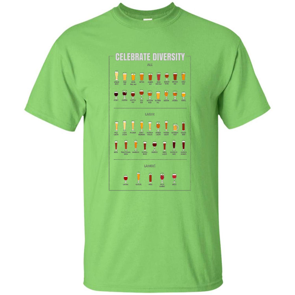 Celebrate Diversity Beer Glasses T-shirt Lime