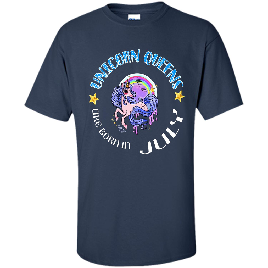 July Unicorn T-shirt Unicorn Queens Are Born July Navy