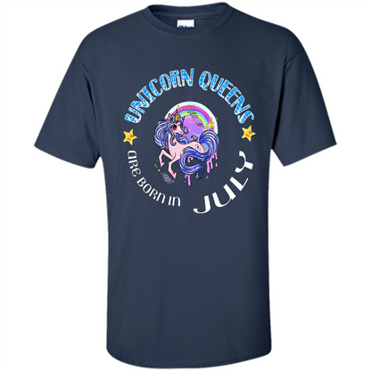 July Unicorn T-shirt Unicorn Queens Are Born July Navy