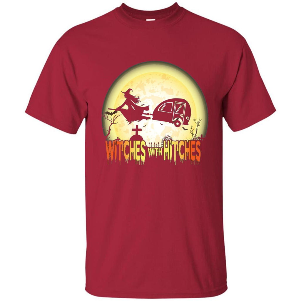 Witches With Hitches Camping Funny T-shirt Halloween T-shirt Cardinal