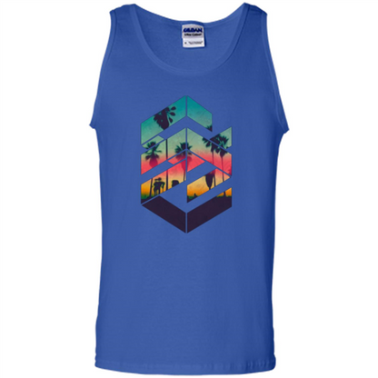 Summer T-shirt Geometric Sunset Beach Royal