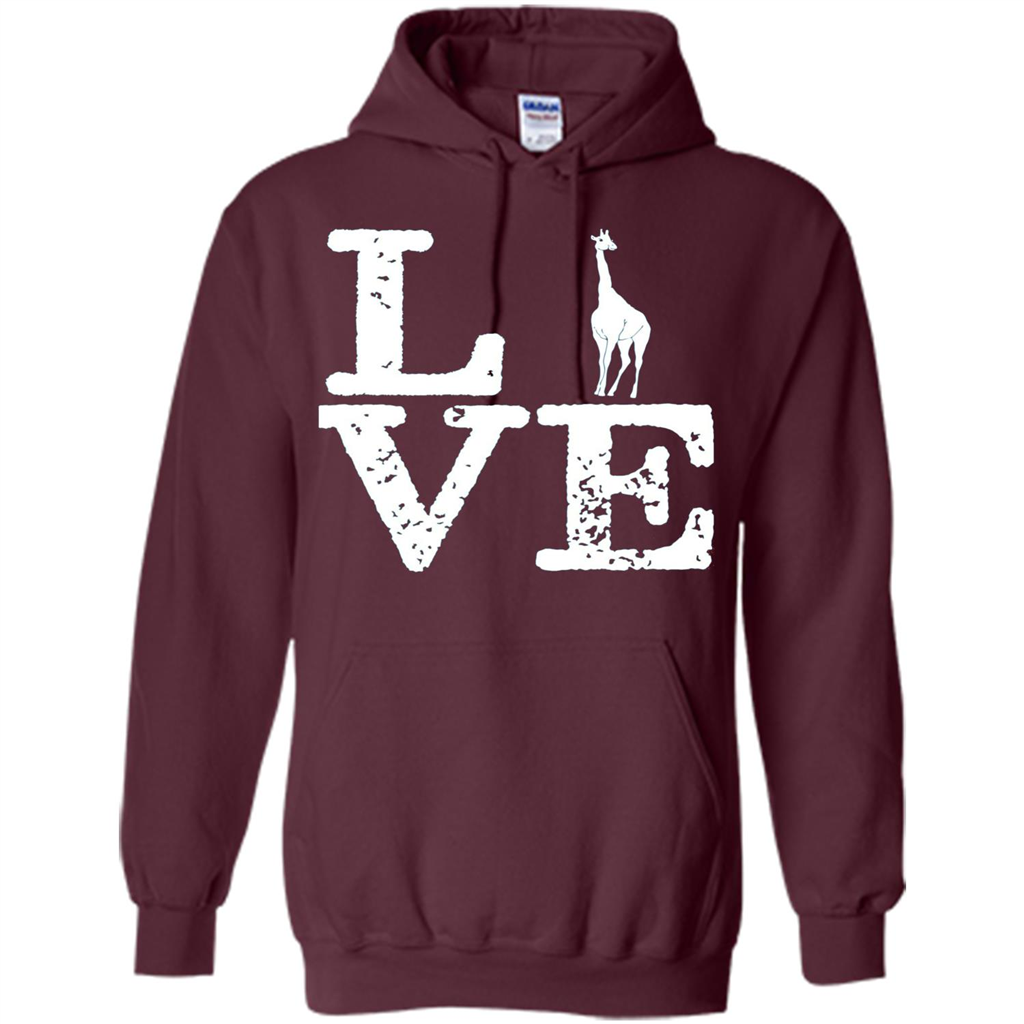 I Love Giraffe T-Shirt Maroon