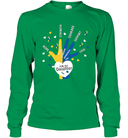 Hope Strength Courage Support Down Syndrome Awareness Day For My Daughter Shirt Long Sleeve T-Shirt Irish Green