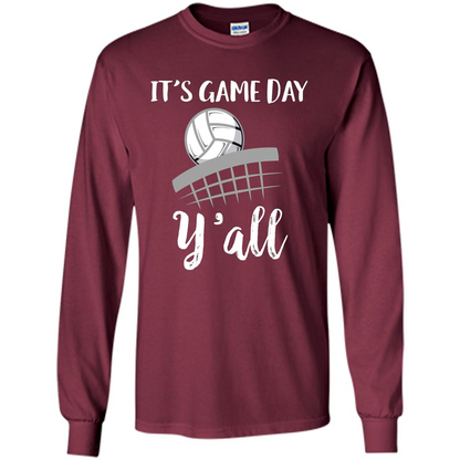 Volleyball Lovers T-shirt It's Game Day Y'all Tshirt Maroon