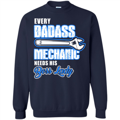 Every Badass Mechanic Needs His Boss Lady T-shirt Navy